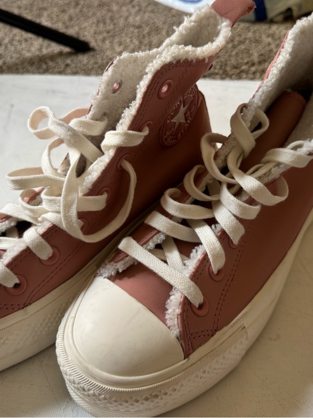 Converse High Top Sneakers in Dusty Pink and Cream